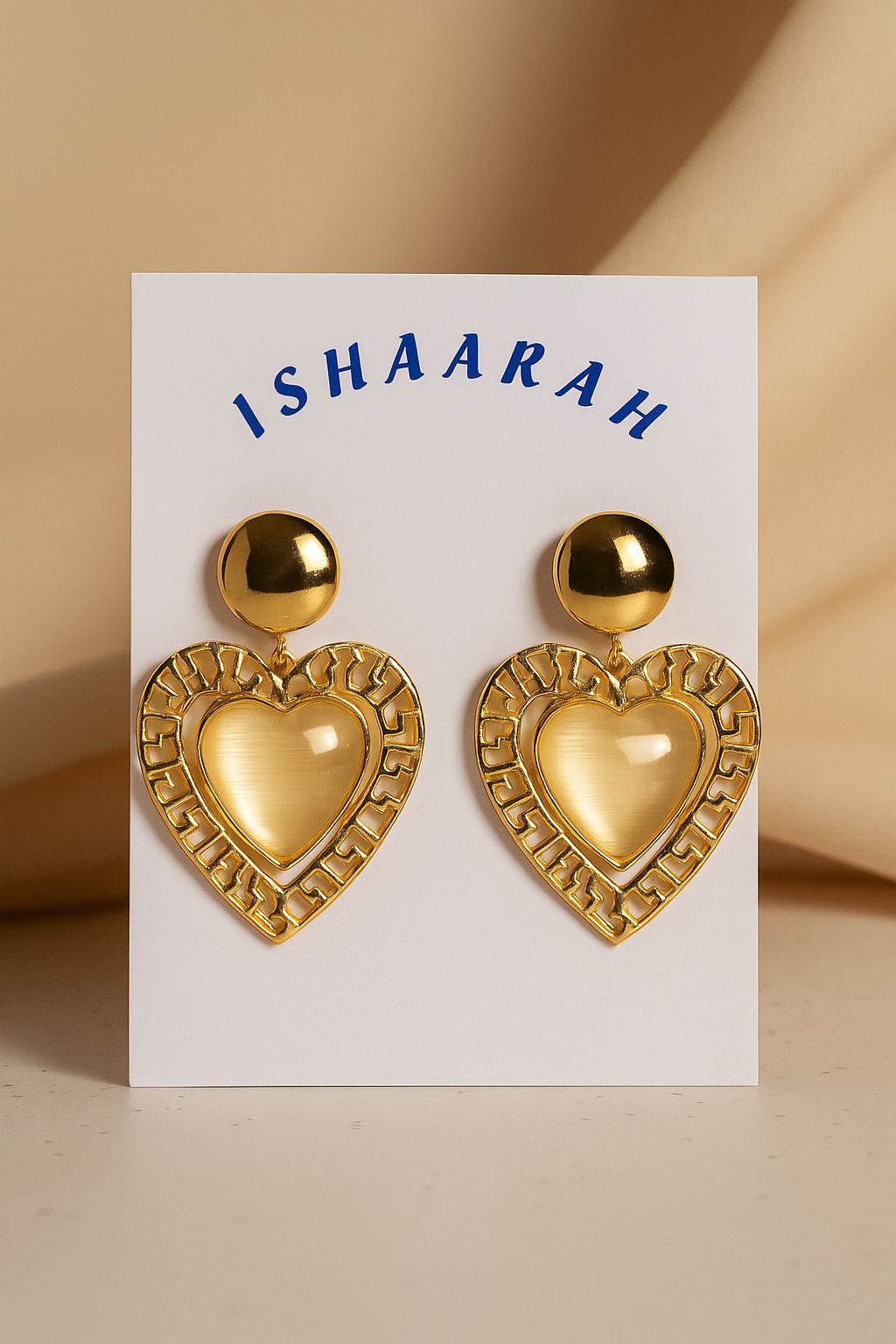 Nested Heart Drop Earrings - Golden