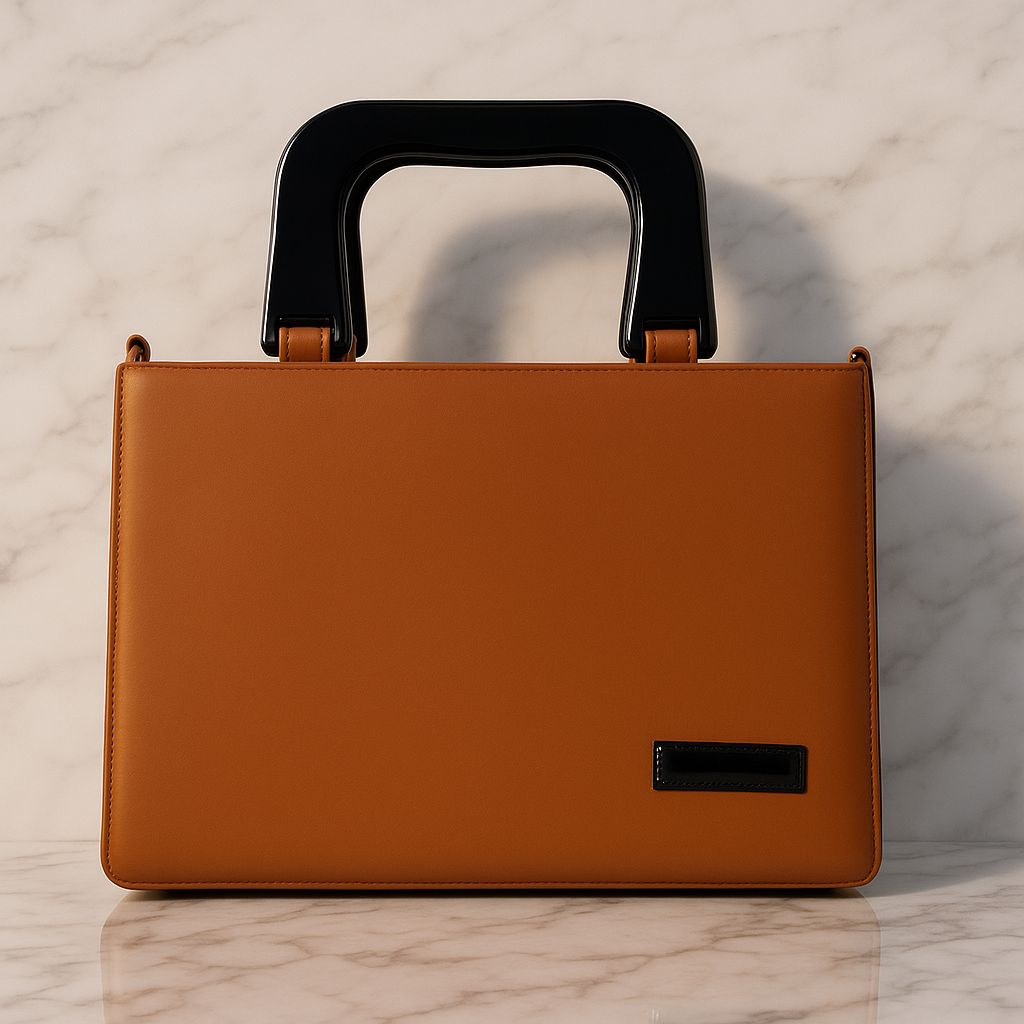 Tan Elegance Structured Tote Bag