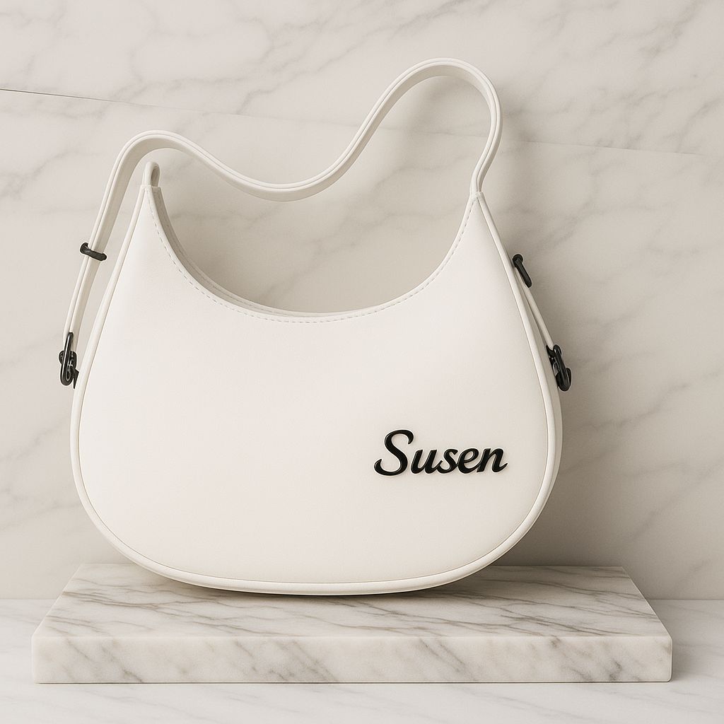 White Crescent Shoulder Bag