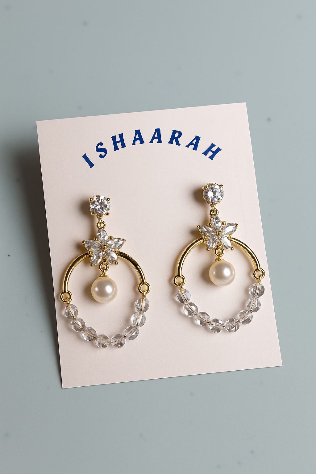 Crystal Blossom Pearl Hoops