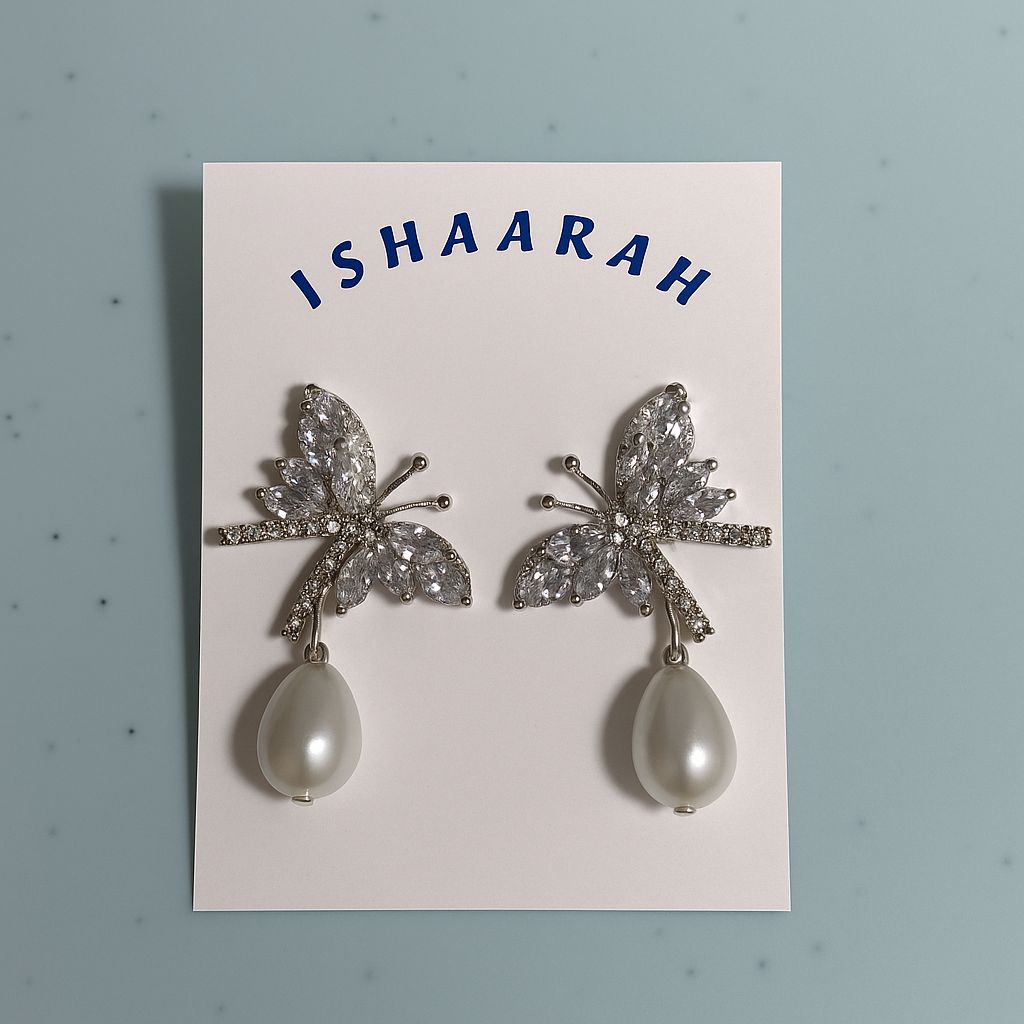 Crystal Butterfly Pearl Drops